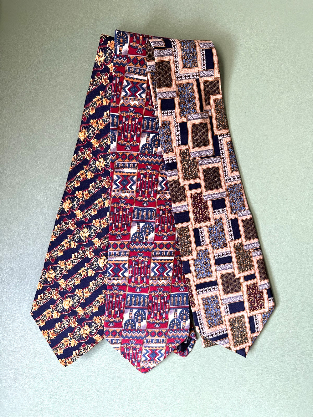 Lot of 3 Metropolitan Museum of Art Vintage Silk Tie Egyptian Art Deco Old Money